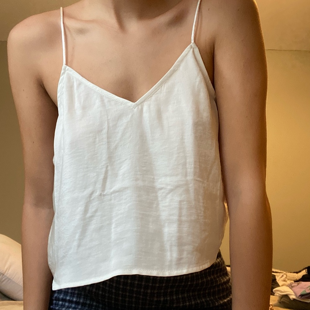 Satin v neck tank